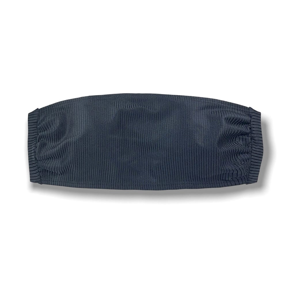 Top Faixa Onix | Tomara que Caia de Amarrar nas Costas | Forrado | Sem Bojo | Biquíni Preto | Tecido Texturizado Semibrilho