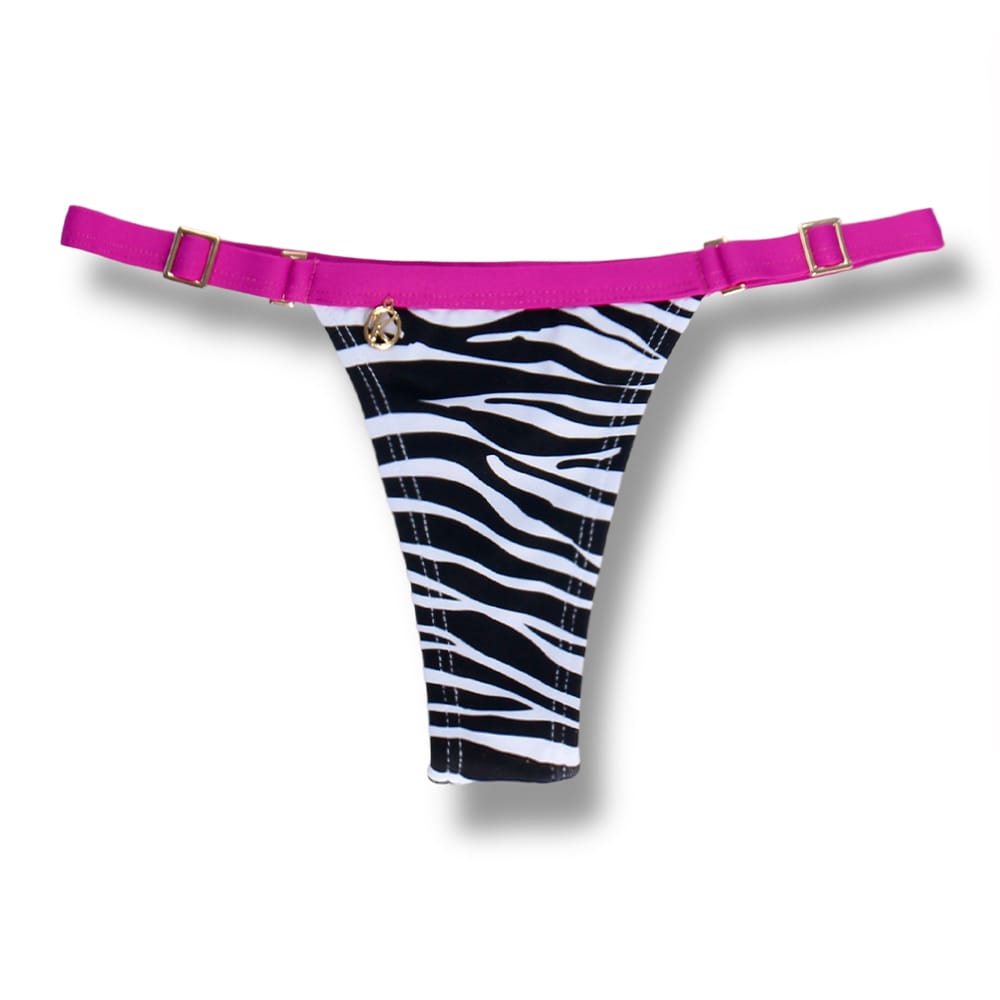 Tanga Fany Zebra | Edição Limitada | Biquíni Estampado Semi Fio Marquinha de Fita | Regulável | Detalhe na cor Uva