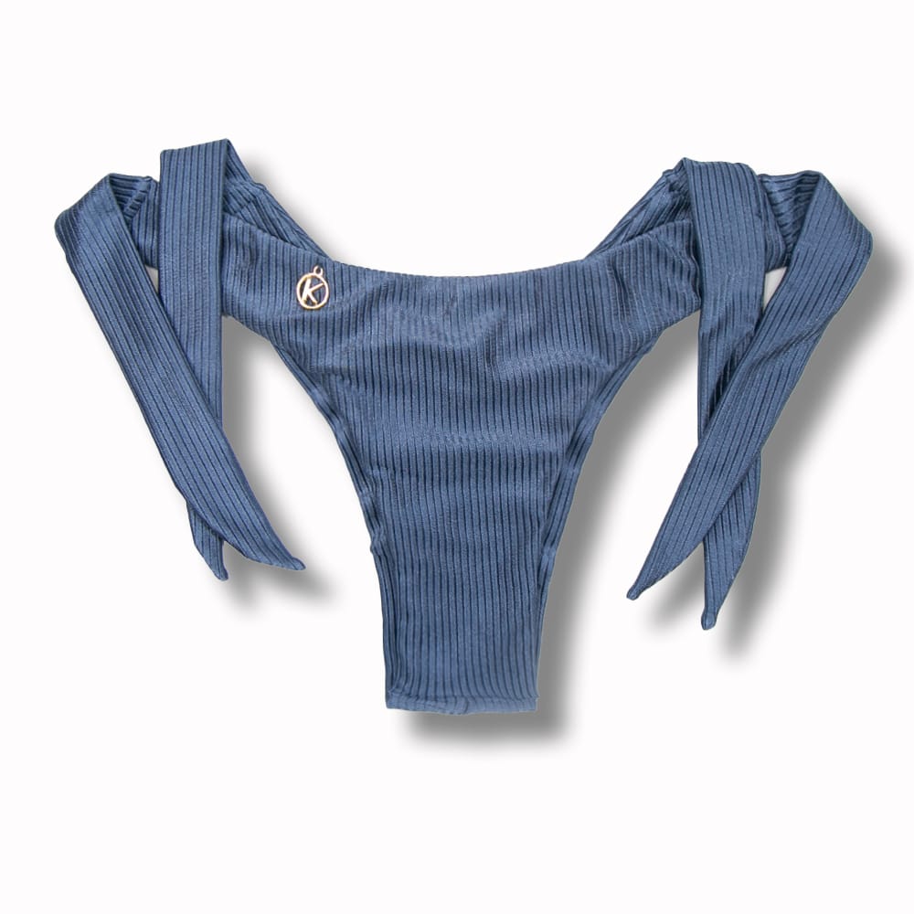 Tanga Mora Acquamarine | Biquíni Cor Lisa Fio Duplo | Empina Bumbum | Amarração Lateral Larga | Tecido Texturizado Semibrilho