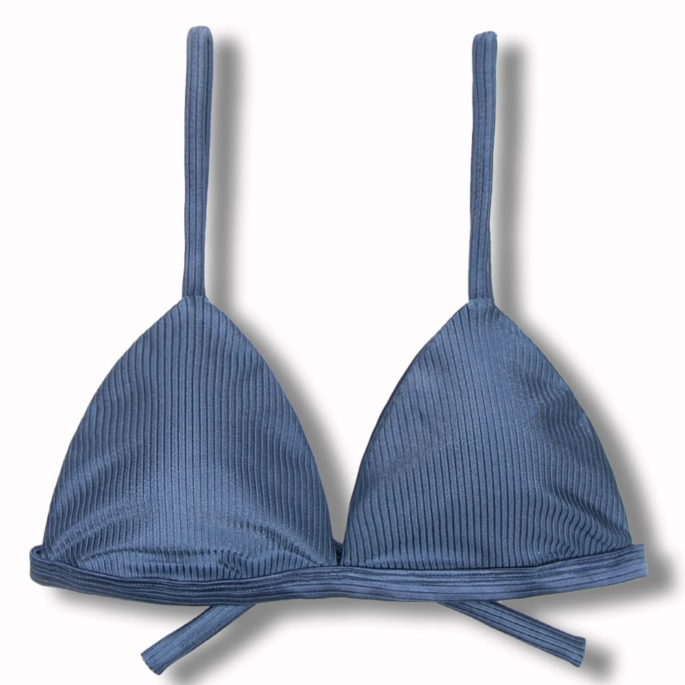 Top Jade Acquamarine | Cortininha Triângulo Fixo | Estilo Sutiã com Amarração nas Costas | Alças com Regulagem | Biquíni Cor Lisa | Tecido Texturizado Semibrilho