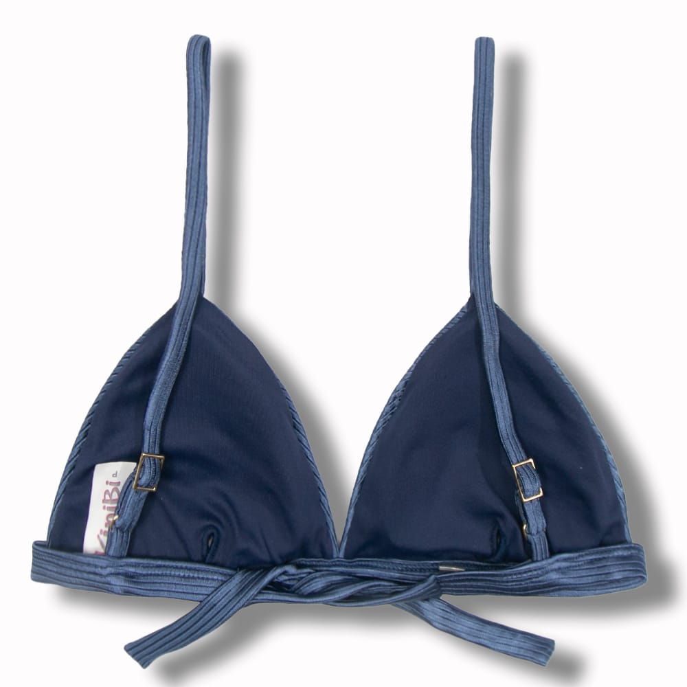 Top Jade Acquamarine | Cortininha Triângulo Fixo | Estilo Sutiã com Amarração nas Costas | Alças com Regulagem | Biquíni Cor Lisa | Tecido Texturizado Semibrilho