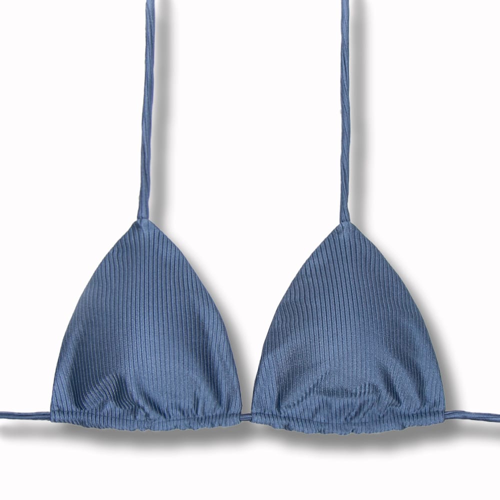 Top Lua Acquamarine | Cortininha com Bojo | Dupla Face Liso | Reversível | Amarração nas Costas e Pescoço | Biquíni cor Lisa | Tecido Texturizado Semibrilho