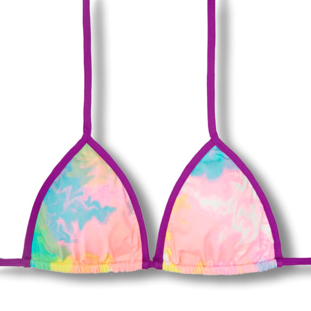 Top Mara Tie Dye com Uva | Cortininha com Viés | Amarração nas Costas e Pescoço | Biquíni Estampado