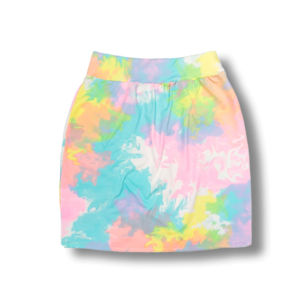 Saia Colissê Tie Dye | Gringa | Saída de Praia | Mini Saia Tecido Liso | Estoque Limitado