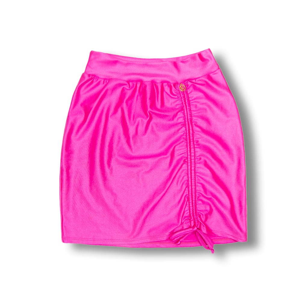 Saia Colissê Metal Pink | Tecido Liso | Gringa | Saída de Praia | Mini Saia | Estoque Limitado