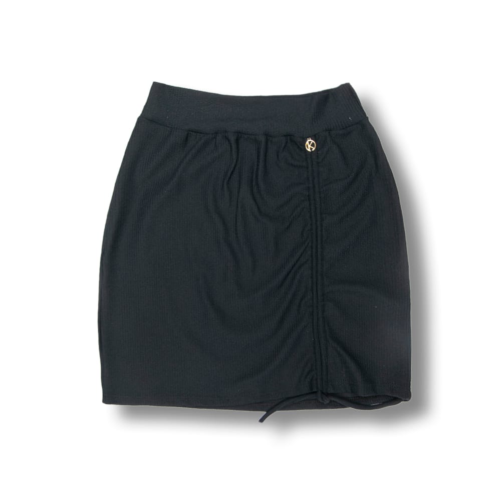 Saia Colissê Preta | Gringa | Saída de Praia | Mini Saia Plissê | Tecido Texturizado | Estoque Limitado