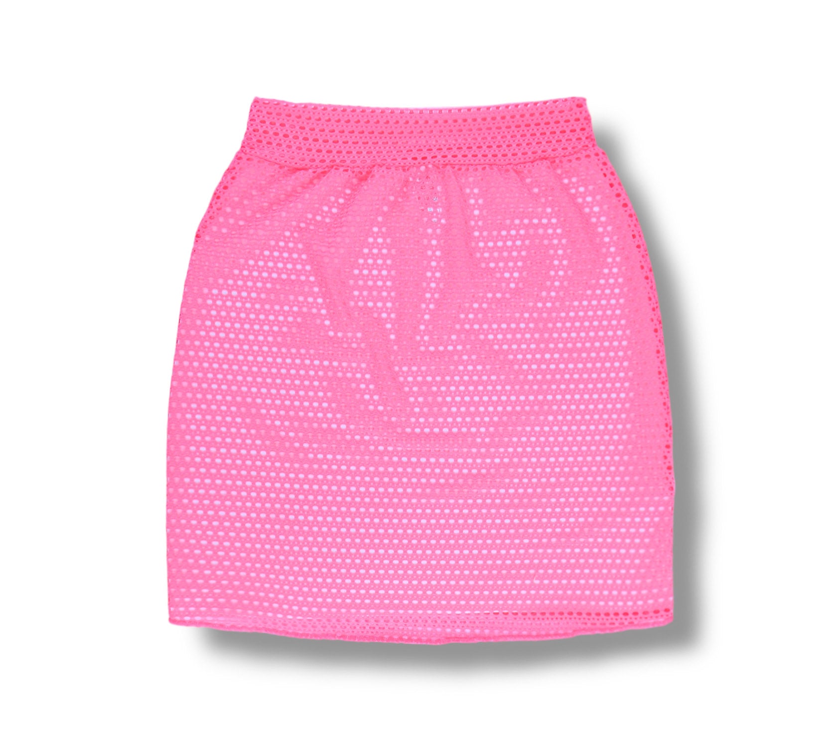 Saia Colissê Rosa Neon com Drapeado - Gringa - Saída de Praia Tela Arrastão