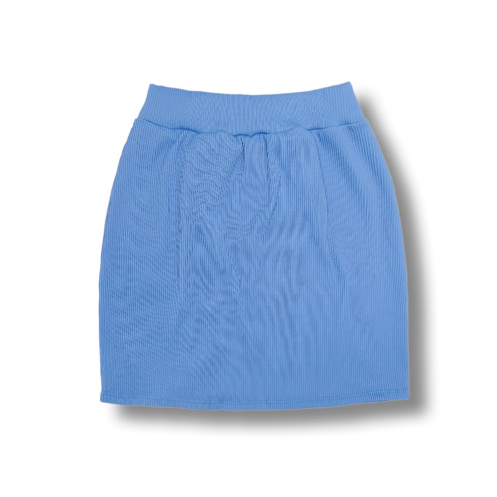 Saia Colissê Ágata Azul | Gringa | Saída de Praia | Mini Saia Plissê | Tecido Texturizado Drapê | Estoque Limitado