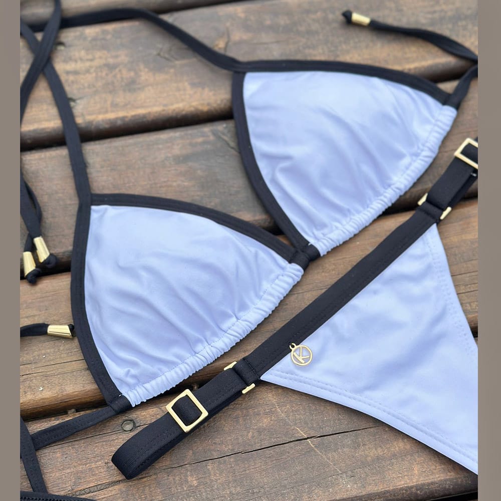 Conjunto de Biquíni Black and White | Top Mara + Tanga Fany