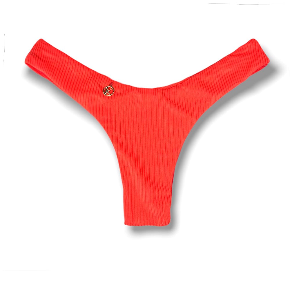 Tanga Eva Rubi | Biquíni Semi Fio Asa Delta | Aviador | Dupla Face Vermelho Carmim | Reversível | Tecido Texturizado Semibrilho