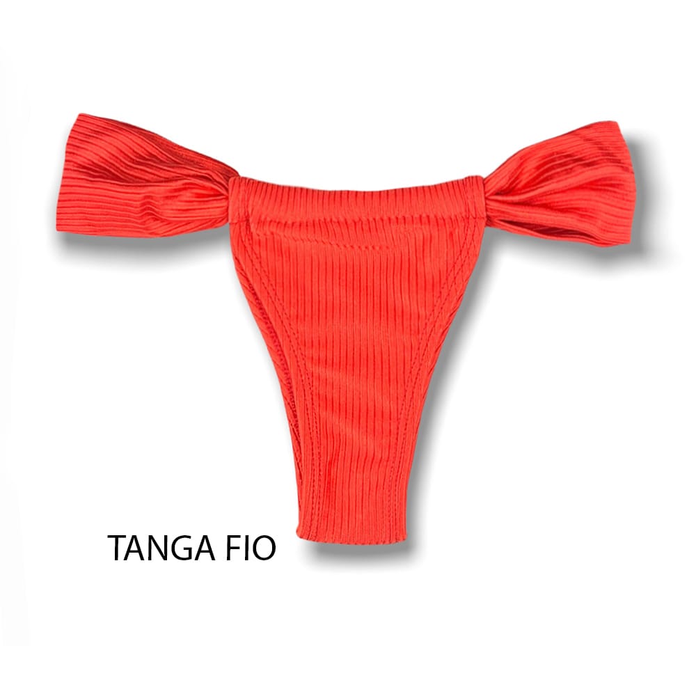 Tanga Gali Rubi  | Biquíni Fio Dental | Cortininha Regulável | Tecido Texturizado Semibrilho Vermelho