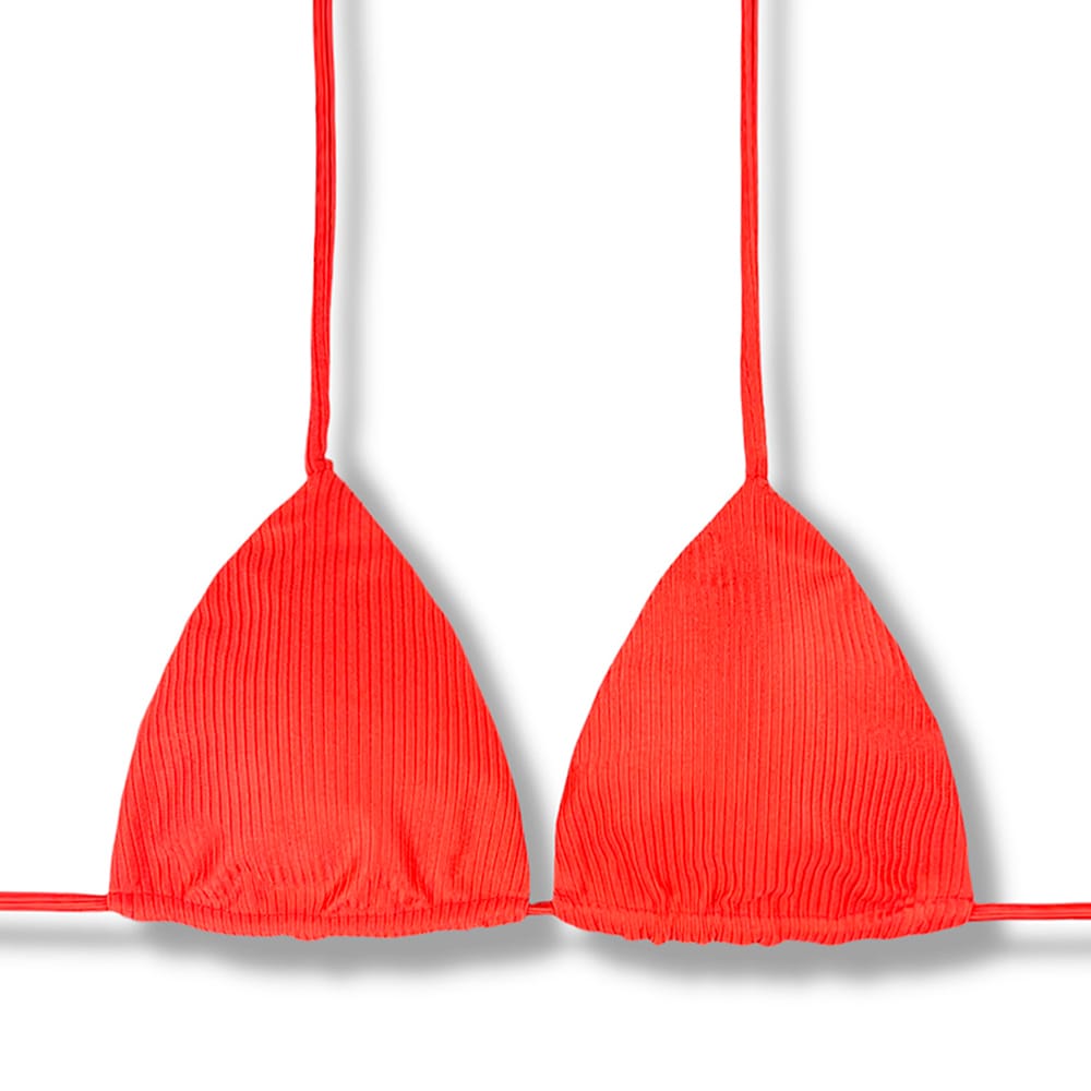 Top Lua Rubi | Cortininha com Bojo | Dupla Face Liso | Reversível | Amarração nas Costas e Pescoço | Biquíni cor Lisa | Tecido Texturizado Semibrilho