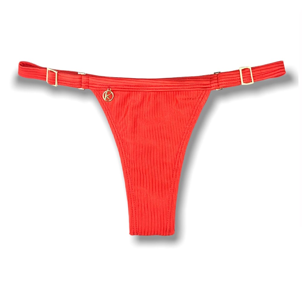 Tanga Fany Rubi | Biquíni Cor Lisa | Semi Fio Marquinha de Fita | Regulável | Tecido Texturizado Semibrilho