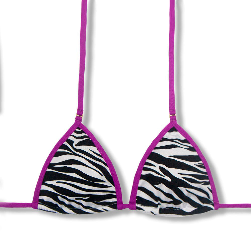 Top Mila Zebra  | Micro Cortininha com Viés | Sem Bojo | Amarração nas Costas e Pescoço | Detalhe Uva