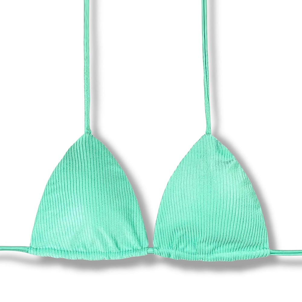 Top Lua Turmalina | Cortininha com Bojo | Dupla Face Liso | Reversível | Amarração nas Costas e Pescoço | Biquíni cor Lisa | Tecido Texturizado Semibrilho