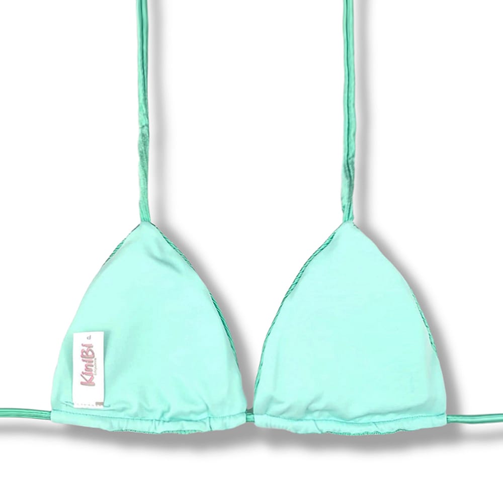 Top Lua Turmalina | Cortininha com Bojo | Dupla Face Liso | Reversível | Amarração nas Costas e Pescoço | Biquíni cor Lisa | Tecido Texturizado Semibrilho