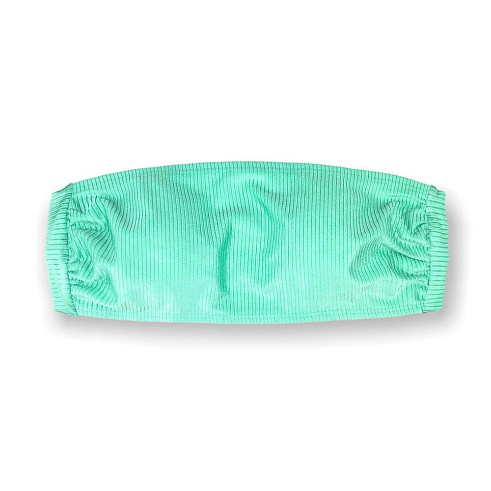 Top Faixa Turmalina | Tomara que Caia de Amarrar nas Costas | Forrado | Sem Bojo | Biquíni Cor Verde Água | Tecido Texturizado Semibrilho