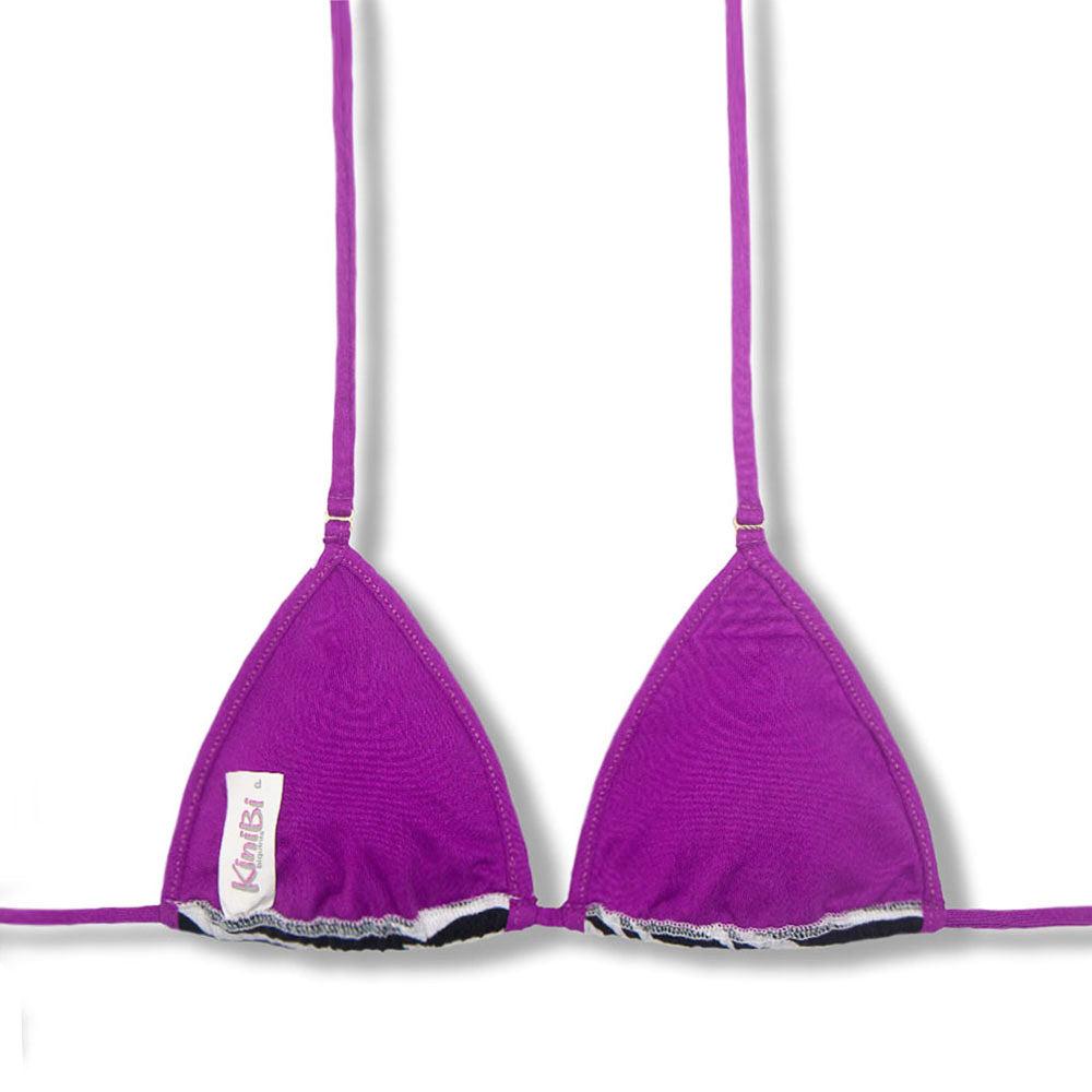 Conjunto de biquíni Zebra com a combinação Uva | Top Mila + Tanga Flora | Top Micro Cortininha sem Bojo | Tanga Elástico Frufru Fio Dental