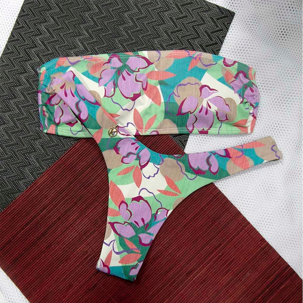 Conjunto de Biquíni Lilac | Top Faixa + Tanga Eva | Tanga Asa Delta Dupla Face e Semi Fio | Top Faixa com Amarração nas Costas