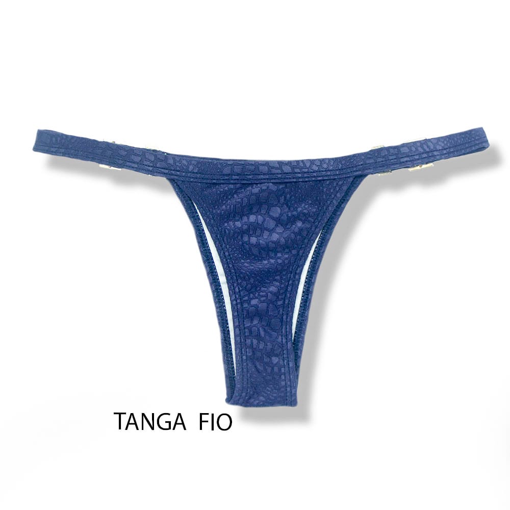 Conjunto Biquíni Crocô Marine | Top Mara + Tanga Fany | Top com Abertura para Bojo | Tanga Fita para Marquinha Perfeita