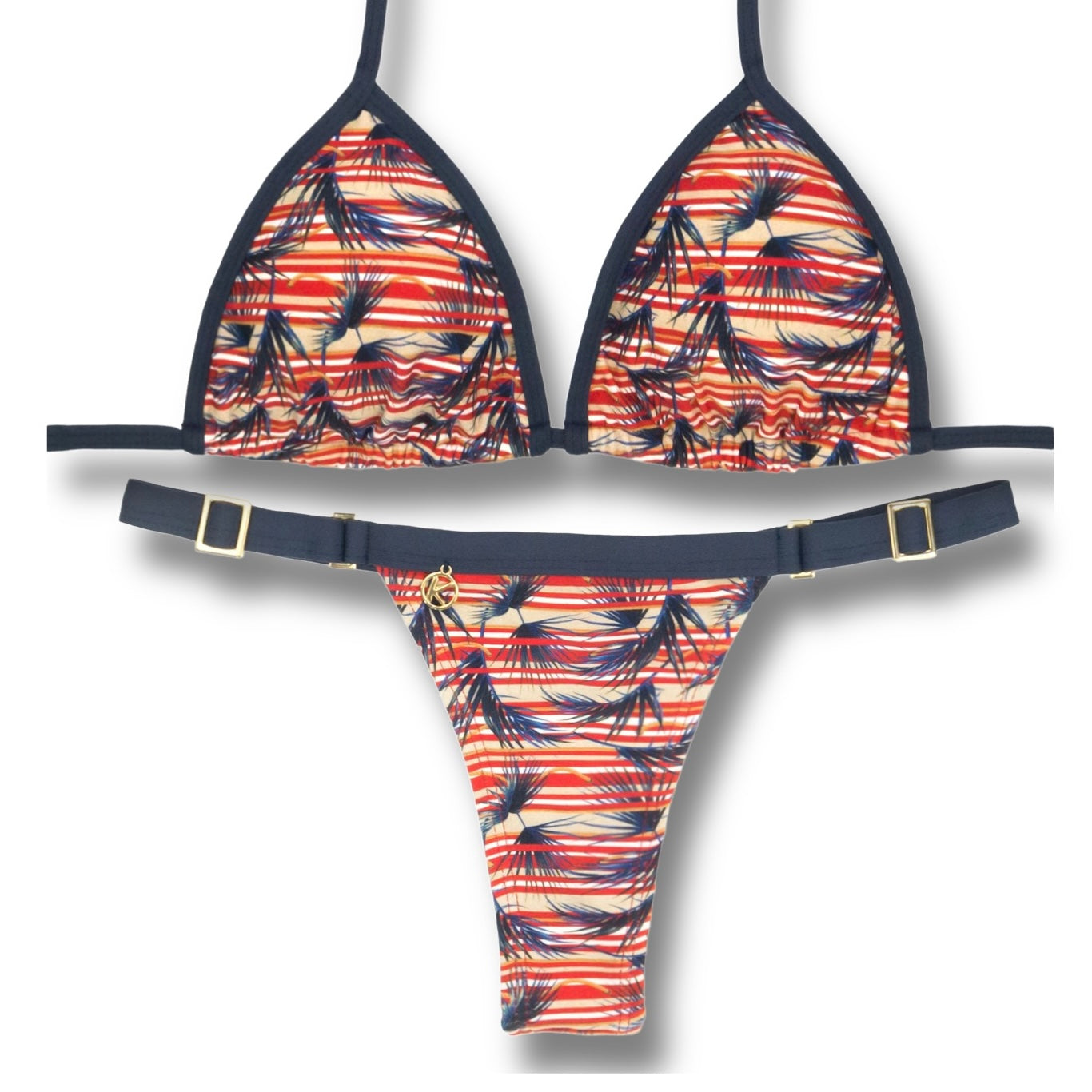 Conjunto de biquíni Folhagem Retrô| Top Mara + Tanga Fany