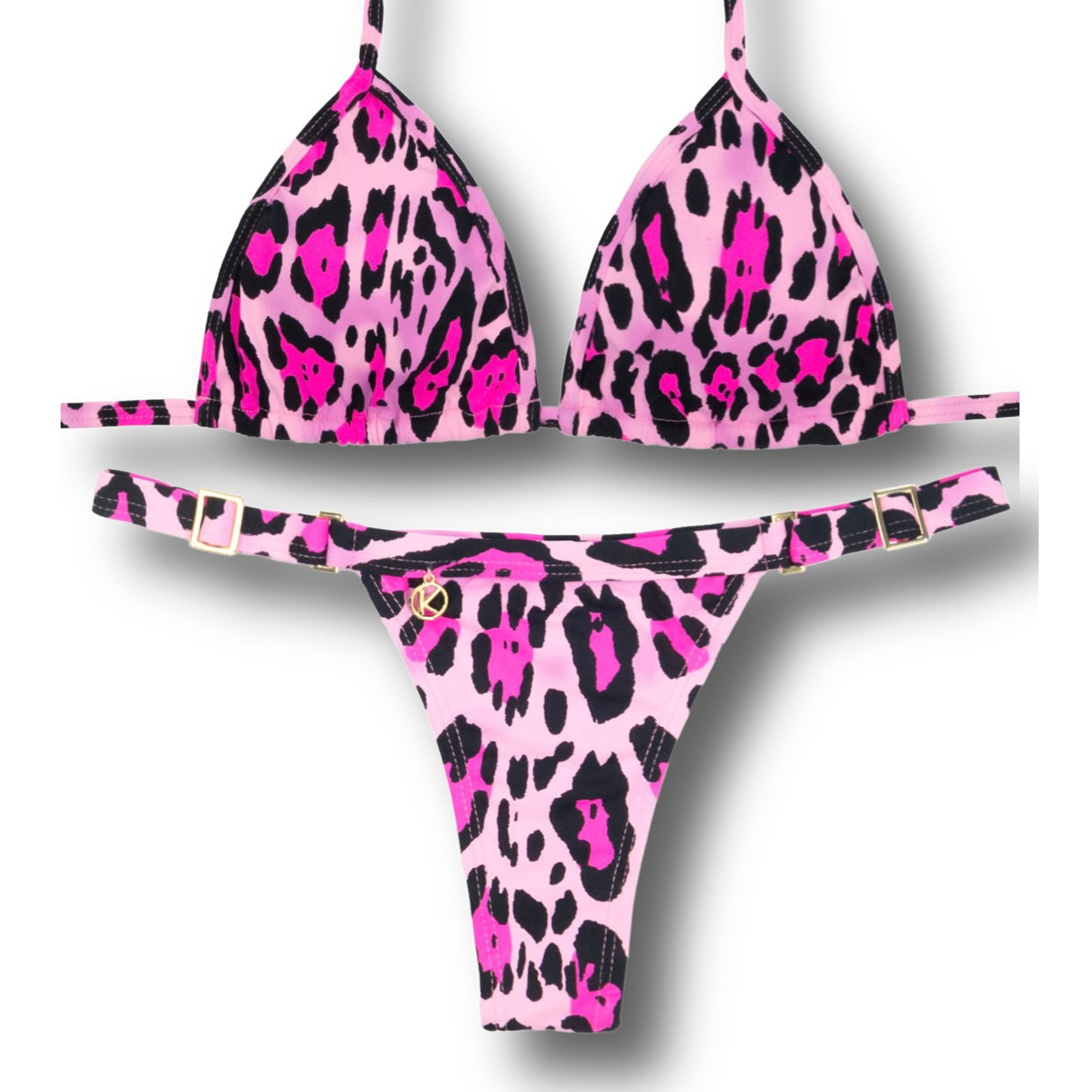 CONJUNTO DE BIQUÍNI ANIMAL PRINT ROSÊ| TOP MARA + TANGA FANY | TOP CORTININHA COM ABERTURA PARA BOJO | TANGA FITA