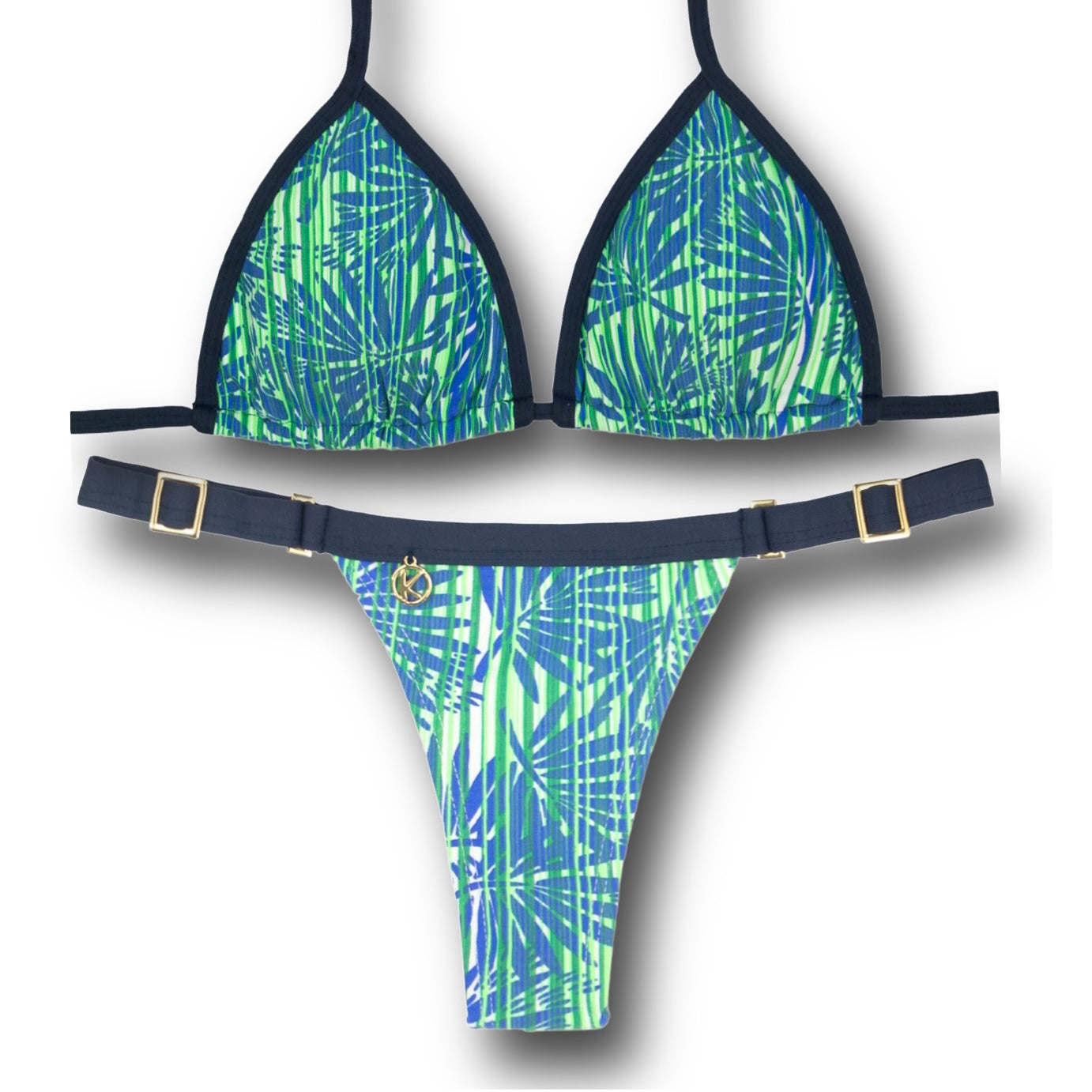 CONJUNTO DE BIQUÍNI FOLHAGEM TROPICAL| TOP MARA + TANGA FANY