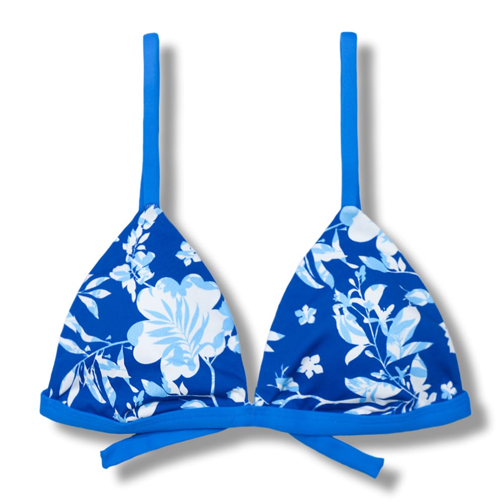 Top Jade Iris | Detalhes na cor Azul | Cortininha Triângulo Fixo | Estilo Sutiã com Amarração nas Costas | Alças com Regulagem | Abertura para Bojo