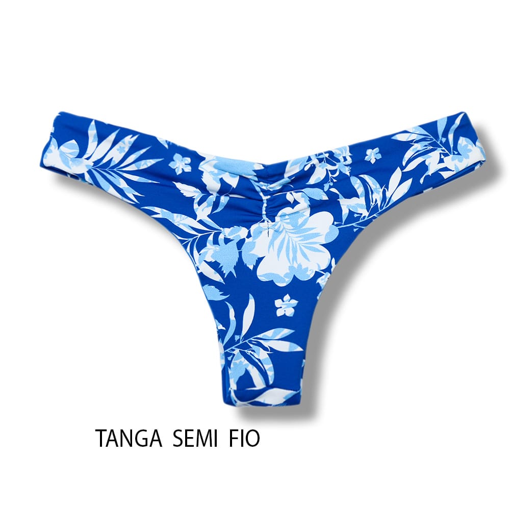 Tanga Isa Íris | Biquíni Estampado | Semi Fio | Ripple | Dupla Face Azul