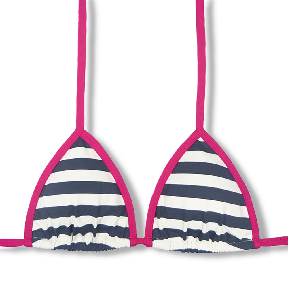 Top Mara Nautic Pink | Detalhes Pink | Cortina com viés | Amarração nas Costas e Pescoço