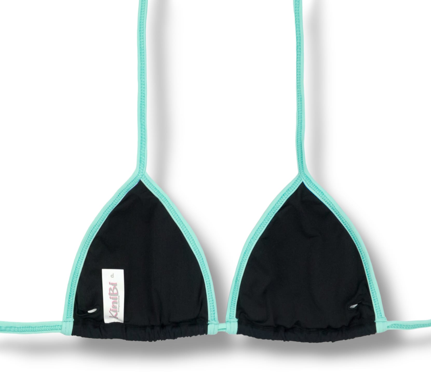 CONJUNTO DE BIQUÍNI BICOLOR PRETO E VERDE MINT| TOP MARA + TANGA FANY | TOP CORTININHA COM ABERTURA PARA BOJO | TANGA FITA