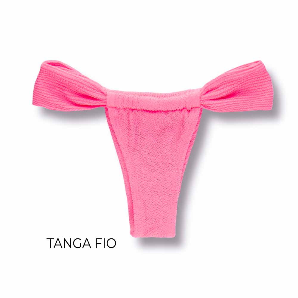 Conjunto de biquíni Blush | Top Lua+ Tanga Gali | Tanga cortininha semi fio | Top com bojo dupla face | Tecido Texturizado Plissê