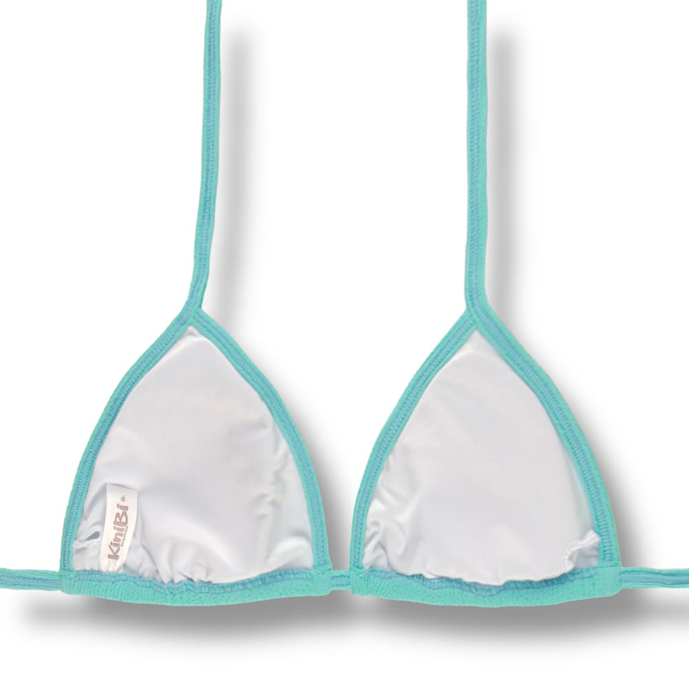 Conjunto de Biquíni Menta | Top Mara + Tanga Fany | Top cortininha com Abertura para Bojo | Tanga Fita que deixa marca de bronze linda | Tecido Texturizado Plissê