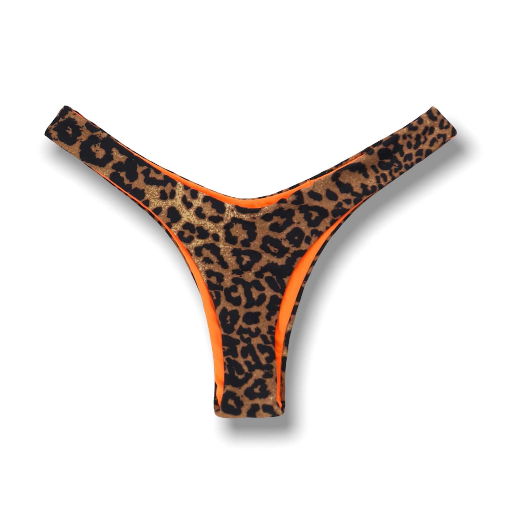 Conjunto de Biquíni Animal Print com Laranja | Top Lua + Tanga Eva