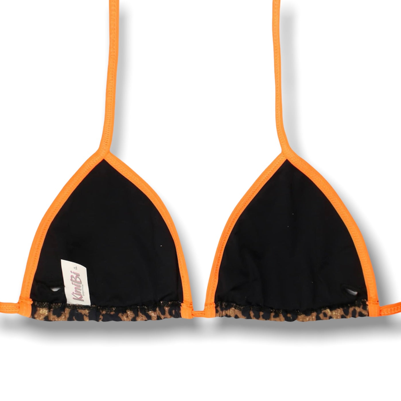 Conjunto de Biquíni Animal Print com a combinação Laranja | Top Mara + Tanga Fany | Top Cortininha com Abertura para Bojo | Tanga Marquinha de Fita semi fio dental