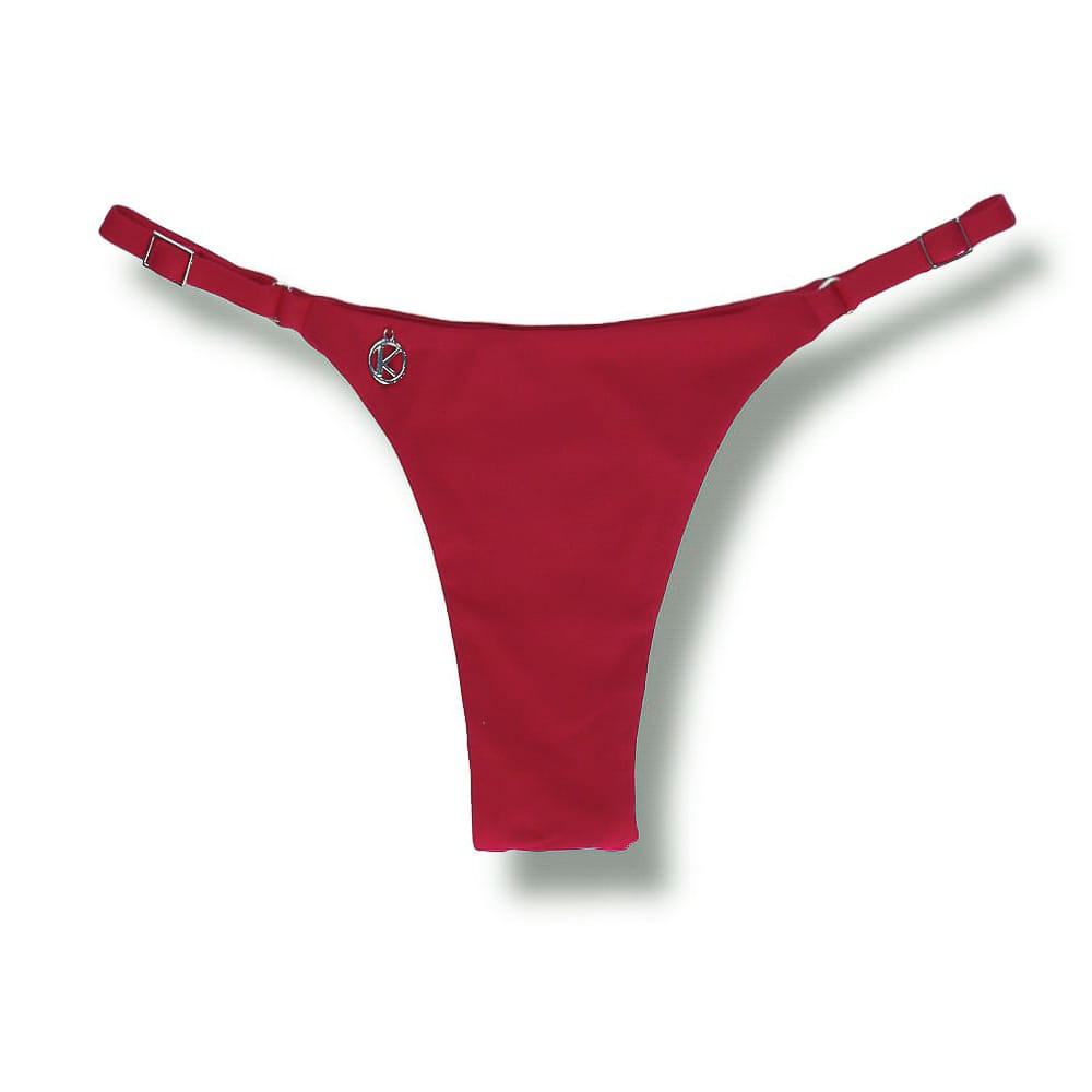 Tanga Mia Vermelho Carmim | Biquíni Cor Lisa | Semi Fio | Tira Fina Regulável | Marquinha de Fita