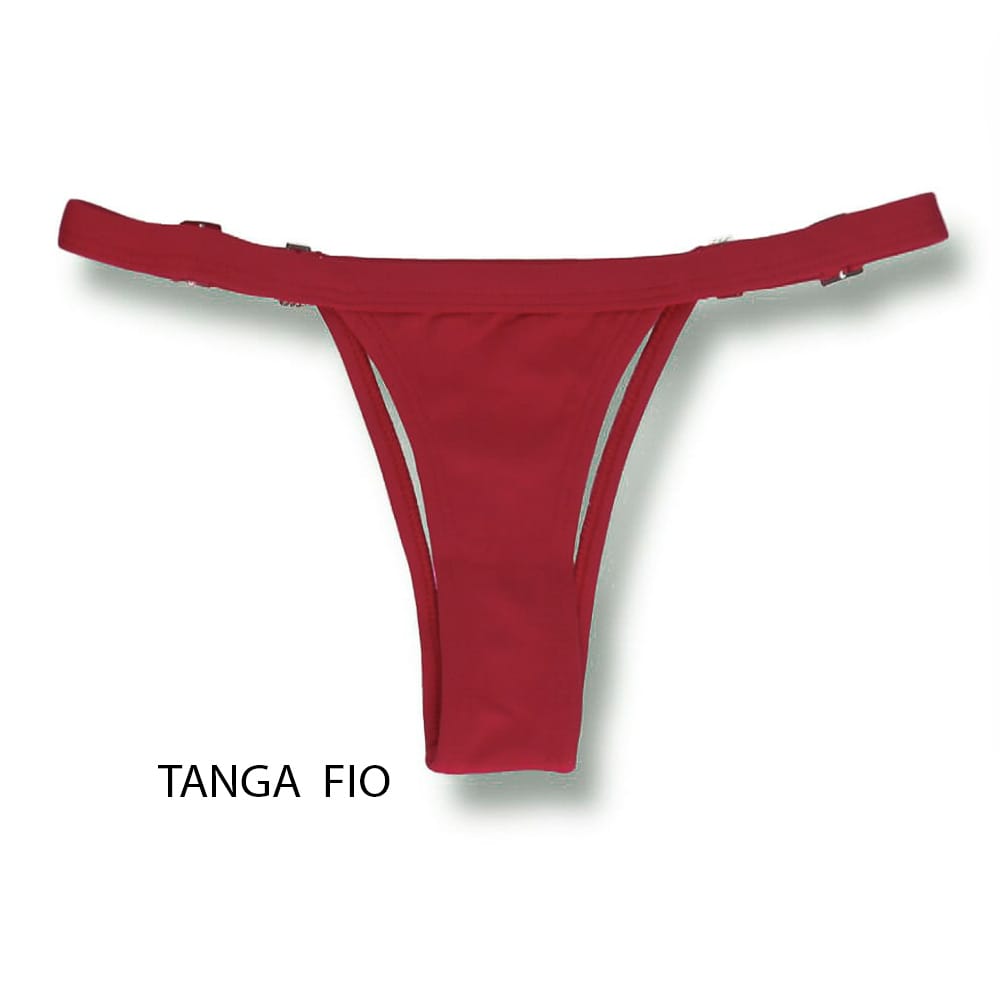 Tanga Fany Vermelho Carmim  | Biquíni Liso | Semi Fio |  Marquinha de Fita | Regulável