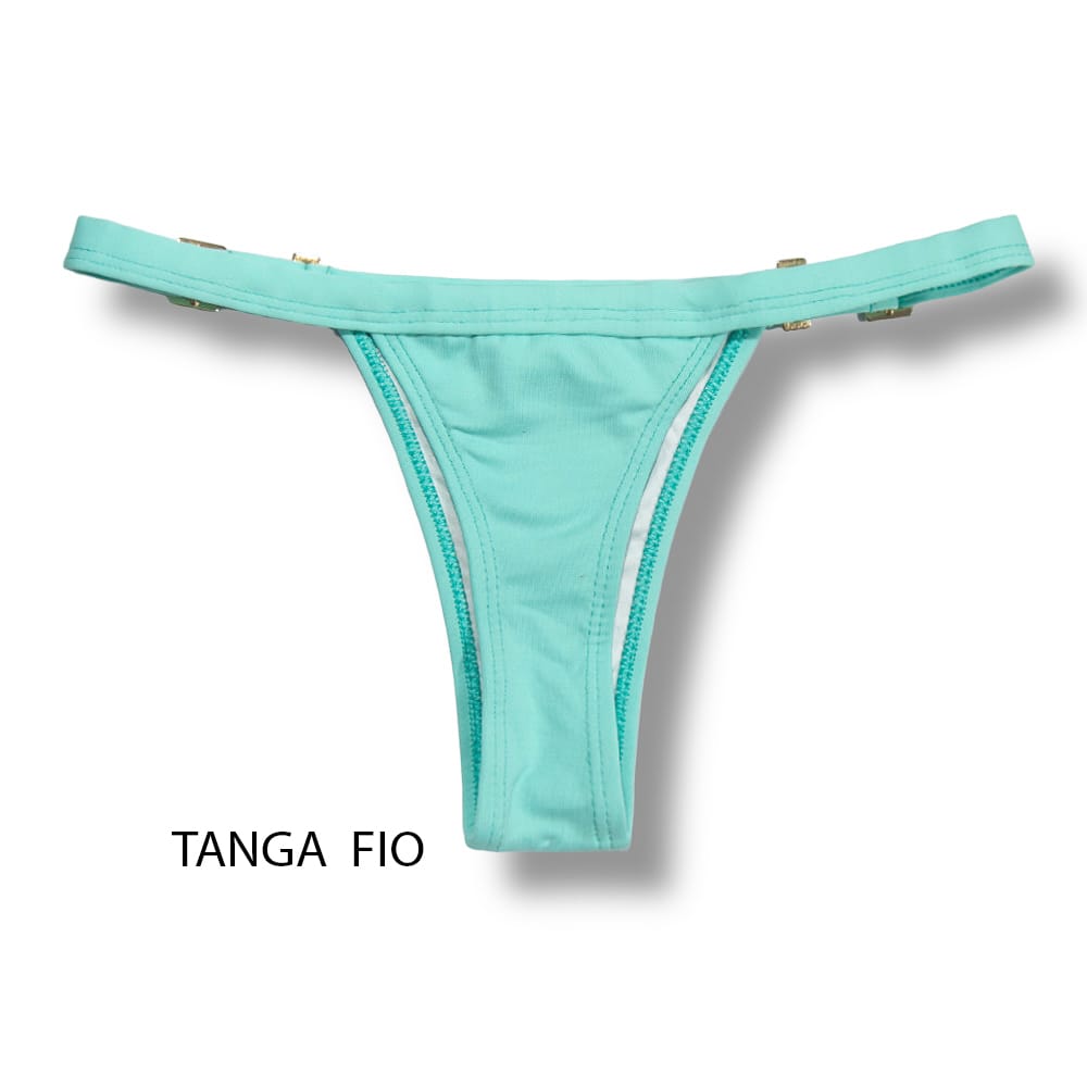 Tanga Fany Verde Mint | Biquíni Liso| Semi Fio |  Marquinha de Fita | Regulável