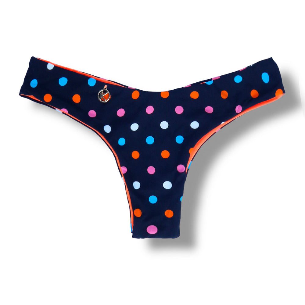 Tanga Isa Poá Colorê | Biquíni Estampado | Tanga Semi Fio | Ripple | Levanta Bumbum | Dupla Face Laranja | Reversível