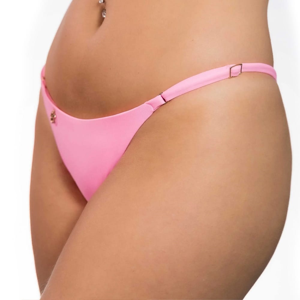 Tanga Mia Rosa Iogurte | Semi Fio | Tira Fina Regulável | Marquinha de Fita