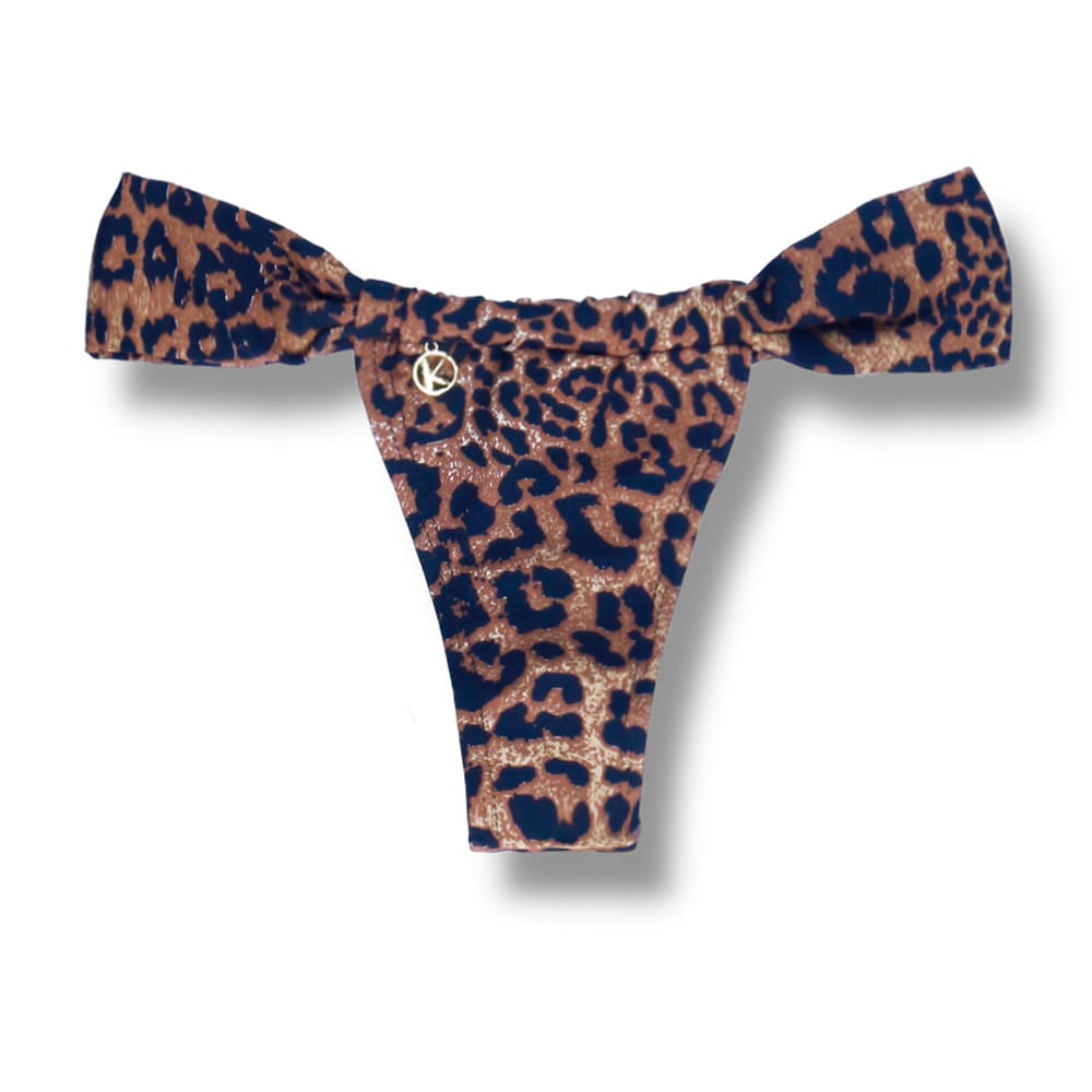 Tanga Gali Animal Print | Biquini Estampado | Fio Dental | Cortininha Regulável | Oncinha