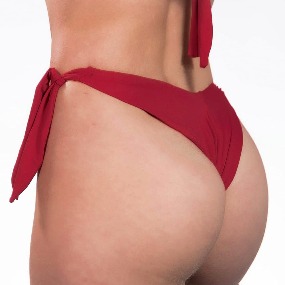 Tanga Mora Vermelho Carmim | Biquíni Liso  Fio Duplo | Empina Bumbum | Amarração Lateral Larga