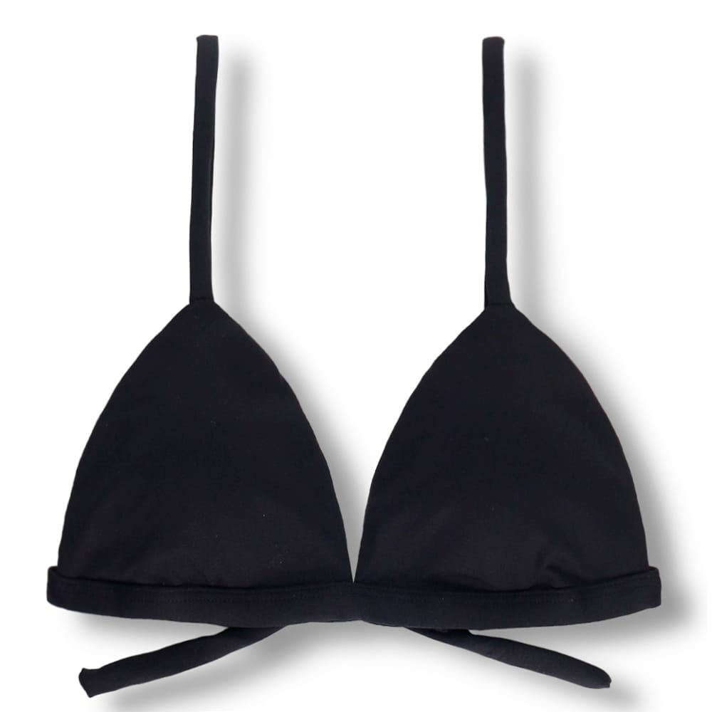 Top Jade Preto | Cortininha Triängulo Fixo | Estilo Sutiã com Amarração nas Costas | Alças com Regulagem