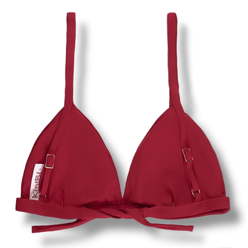 Top Jade Vermelho Carmim | Cortininha Triângulo Fixo | Estilo Sutiã com Amarração nas Costas | Alças com Regulagem