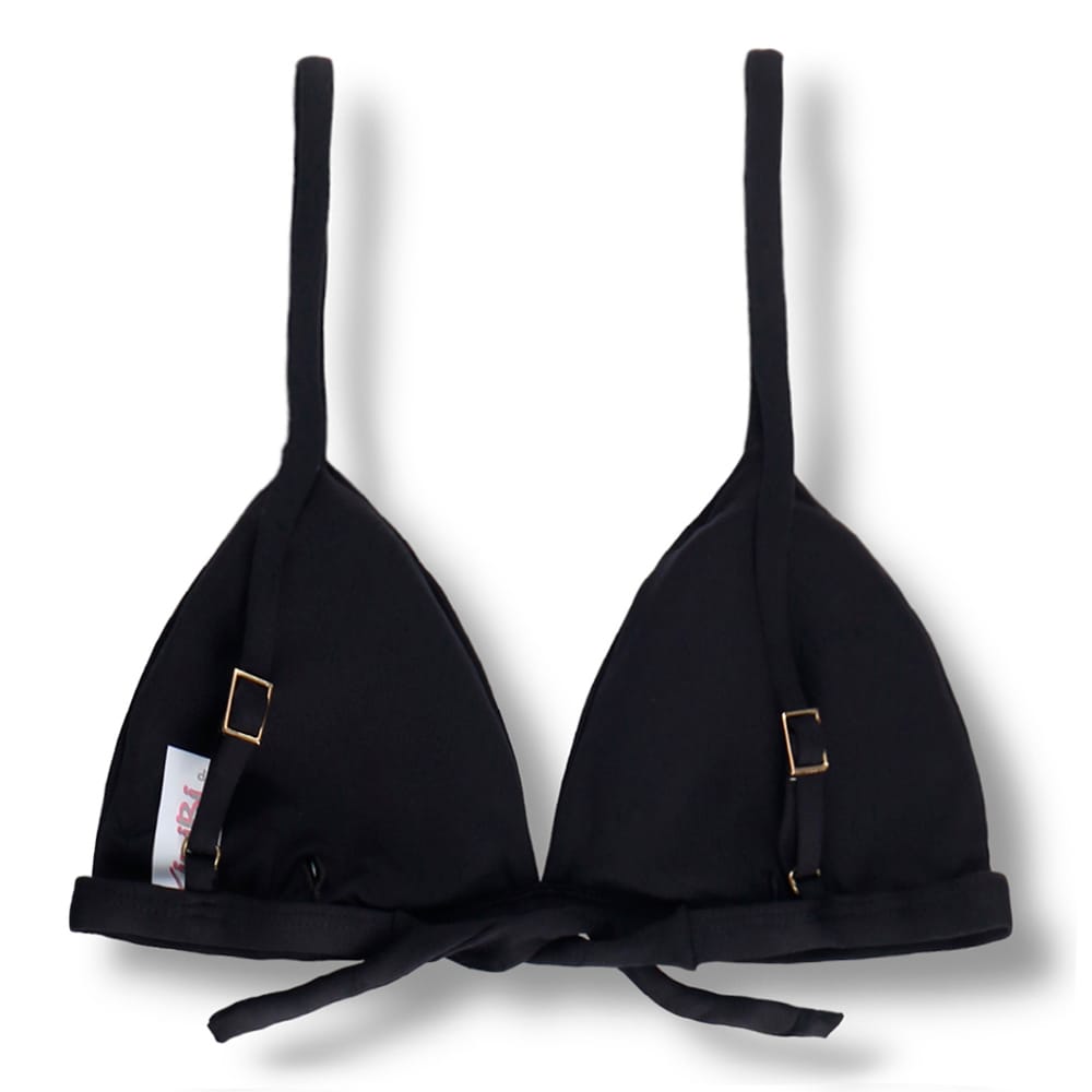 Top Jade Preto | Cortininha Triängulo Fixo | Estilo Sutiã com Amarração nas Costas | Alças com Regulagem