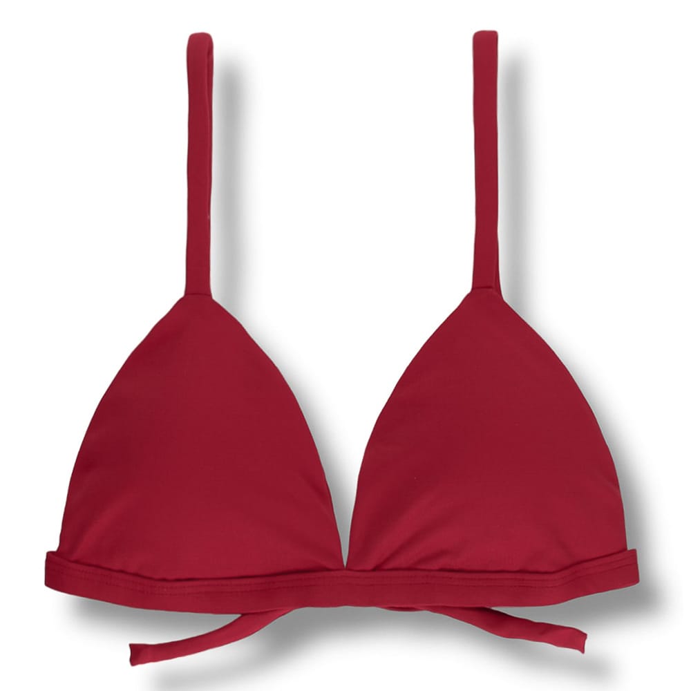 Top Jade Vermelho Carmim | Cortininha Triângulo Fixo | Estilo Sutiã com Amarração nas Costas | Alças com Regulagem