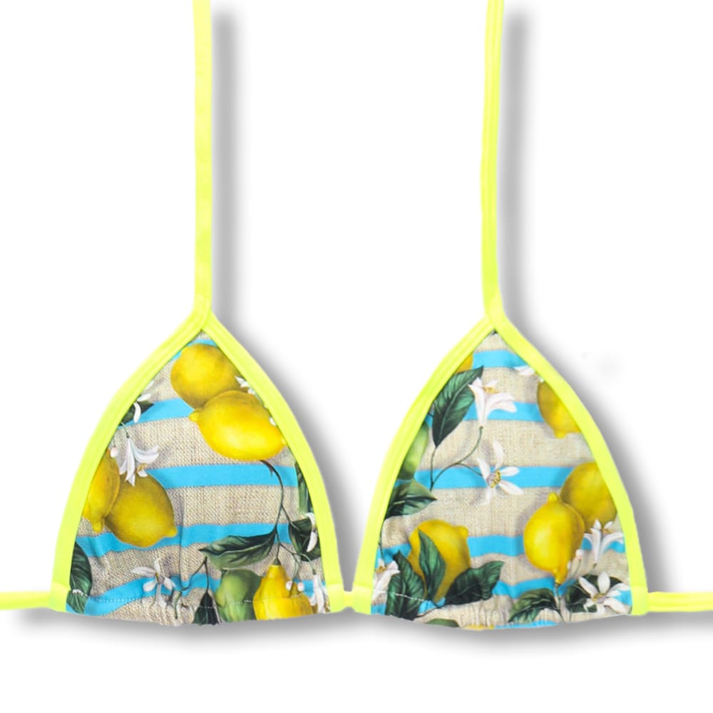 Top Mara Limão Siciliano |  |Detalhes Amarelo neon | Cortina com viés | Amarração nas Costas e Pescoço