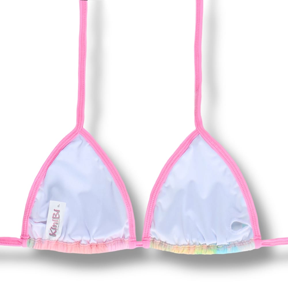 Top Mara Tie Dye | Detalhes Rosa Iogurte | Cortina com viés | Amarração nas Costas e Pescoço