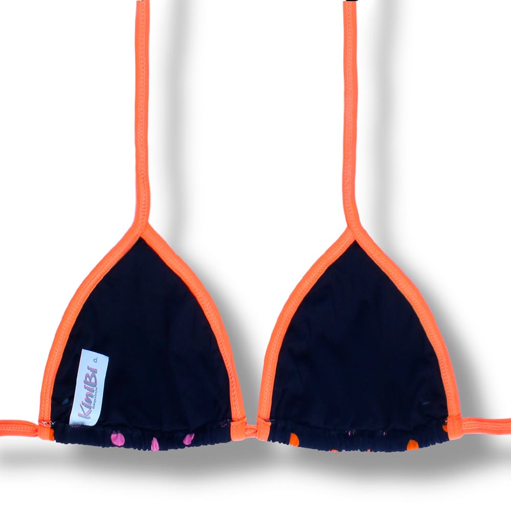 Top Mara Poá Colorê | Detalhes Laranja neon | Cortina com viés | Amarração nas Costas e Pescoço