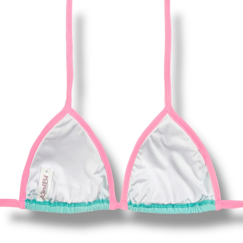 Conjunto de Biquíni Bicolor Verde Mint e Rosa Iogurte | Top Mara + Tanga Fany | Top Cortininha com Abertura para Bojo | Tanga Fita que deixa marca de bronze linda